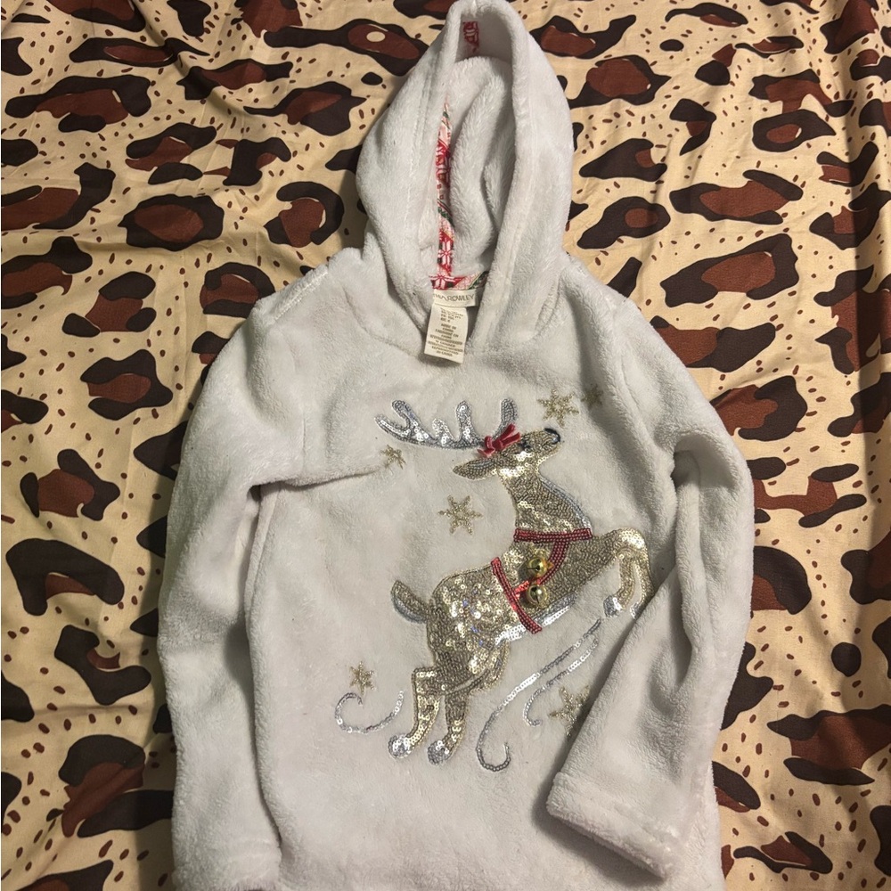 Cynthia Rowley White and Gold Reindeer Hoodie